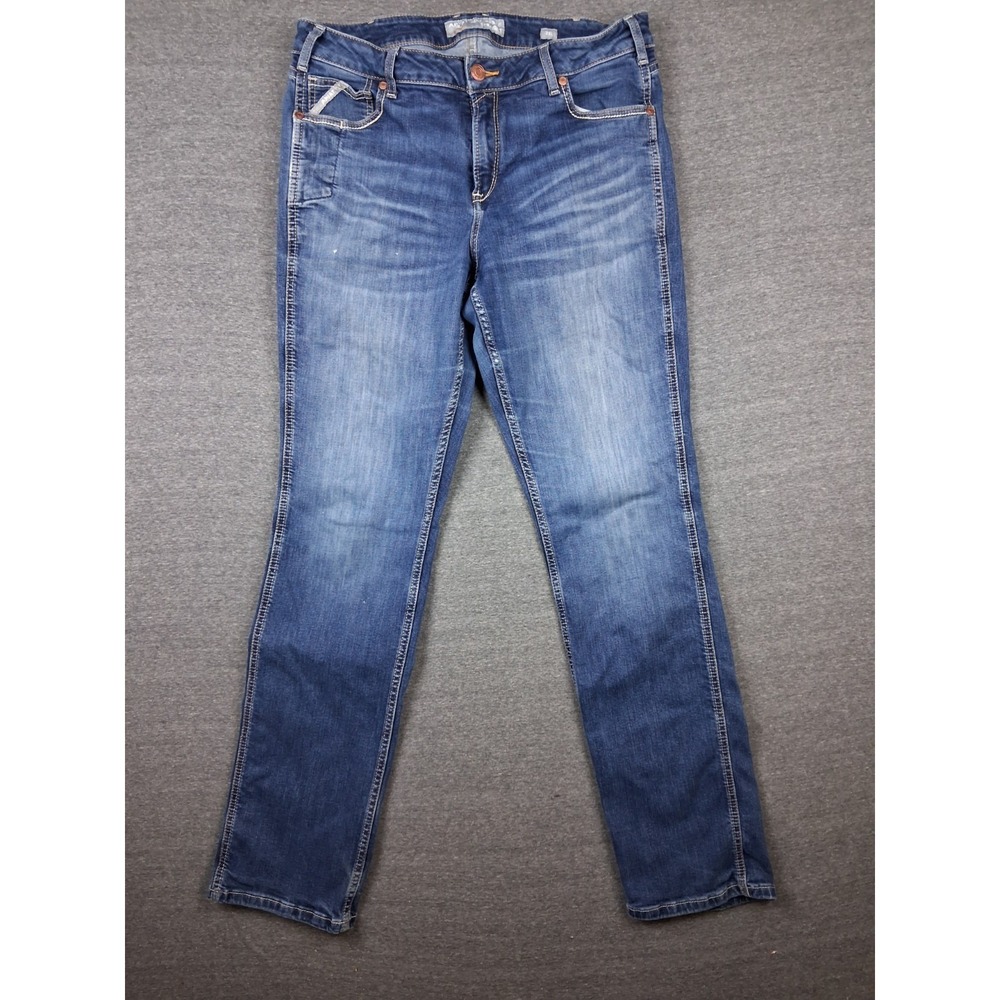 Ariat Womens Jeans 33L Blue Denim Rebar Riveter Straight Ranch Barn Cowgirl Work